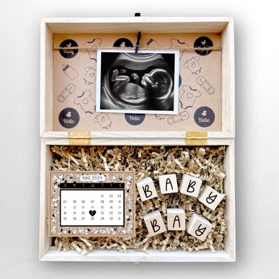 Pregnancy Announcement Gift Box Engraved Personalized Keepsake Parents To Be Baby Coming Soon Expecting Reveal for Daddy and Grandparents - image2